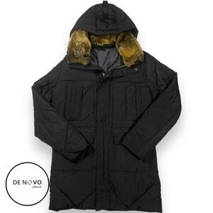 Stile Benetton Men's Quilted Detachable Hood Neckwarmer Parka Jacket 46 Black